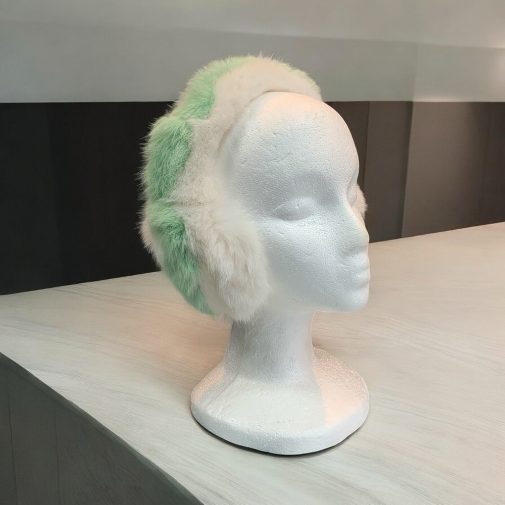 Genuine Fur Bright Green Stripe Ear Muffs